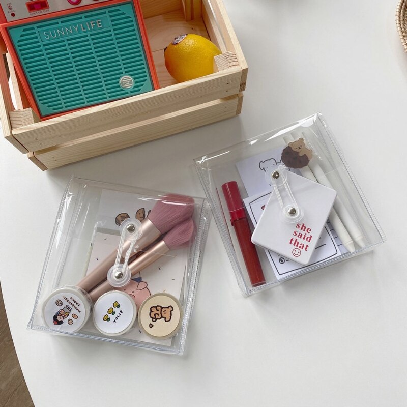 Draagbare transparante pvc etui voor pennen, cosmetische make-up, muntzakje, portemonnee  lx9f