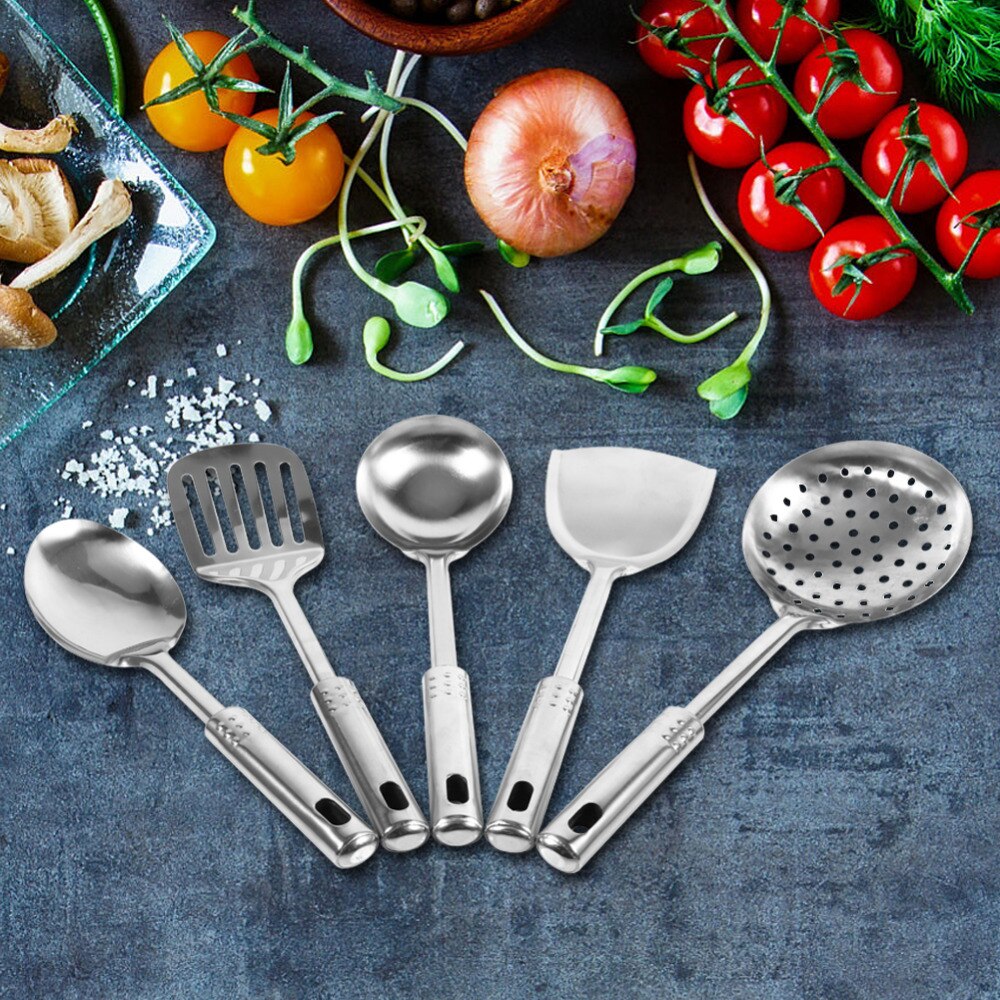 5Pcs/set Multi-functional Kitchen Utensil Set Stainless Steel Spoons Shovel Spatula Cooking Tools to Make Good Dinner