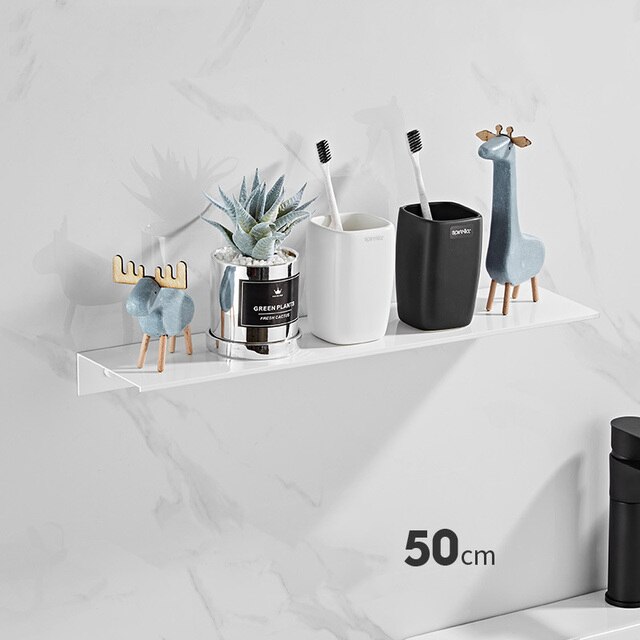 Brushed Gold Black White Bathroom Storage Rack 30-50cm Modern Bathroom Shelves Kitchen Wall Shelf Home Accessories: Light Grey