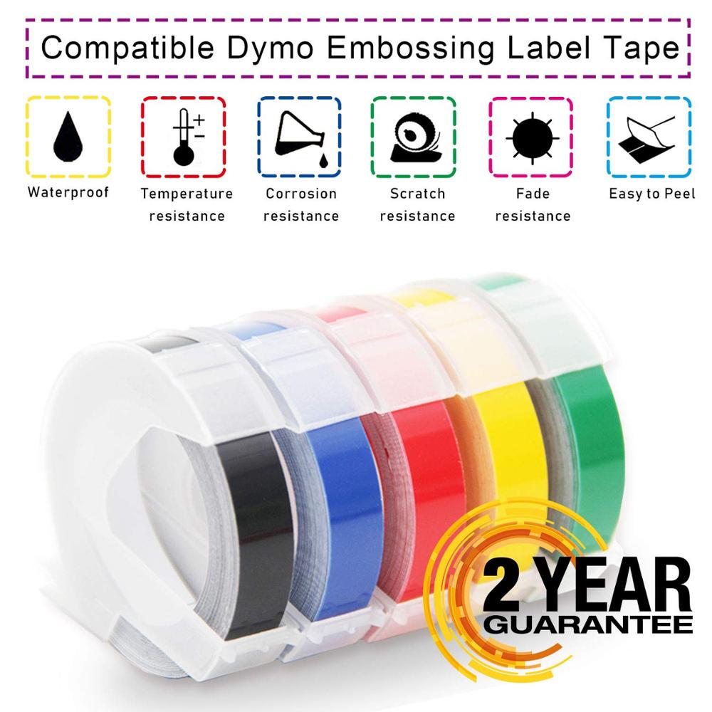 1Roll 6/9/12mm 3D Embossing PVC Label Tapes Compatible Dymo 1610 1880 12965 Manual Label printers for Motex E101 Label Makers