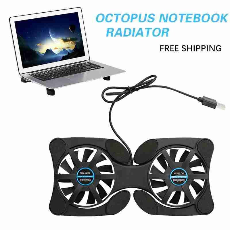 Octopus Notebook Cooler Pad Quiet Stand Double Fans For 7-15 inch Cooler Cooling USB Laptop Foldable Fan Notebook I0E3