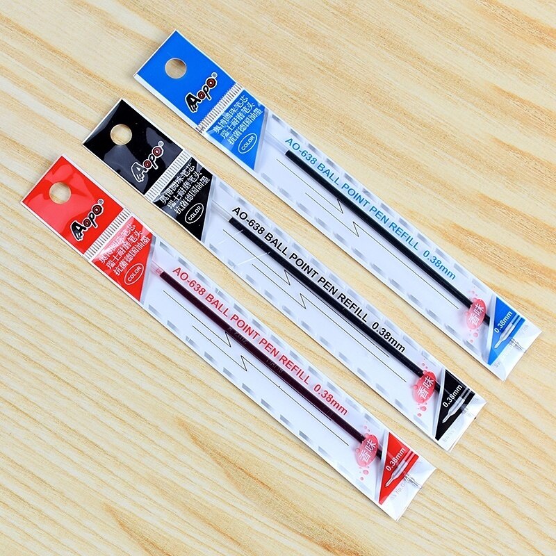 Blue Ballpoint Pen Refills for Drawing Lengthened 14cm Slim 0.38mm Black Red Ink Smooth Writing Packaged 6pcs/Lot