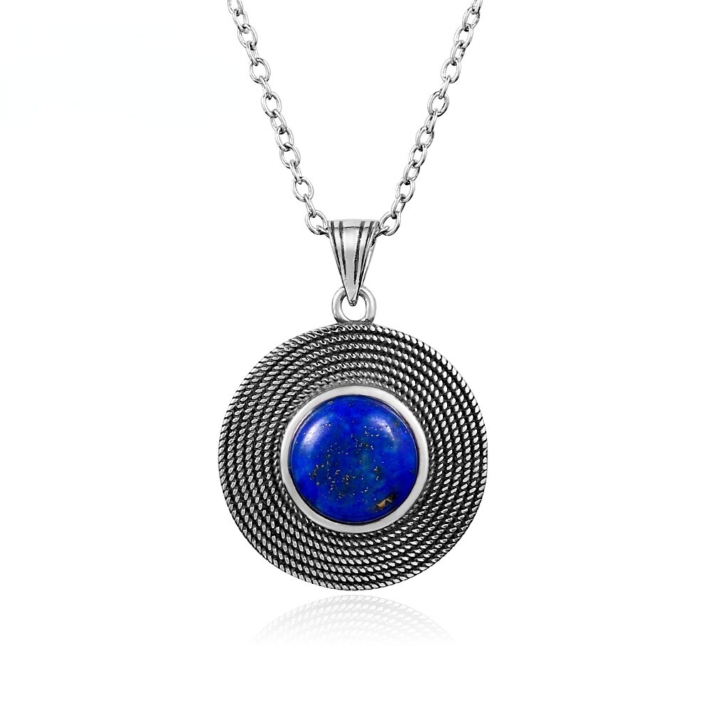 Sterling Silber 925 Halskette Natürliche Lapis Lazuli Stein Anhänger Halskette für Frauen Einfache Edlen Schmuck