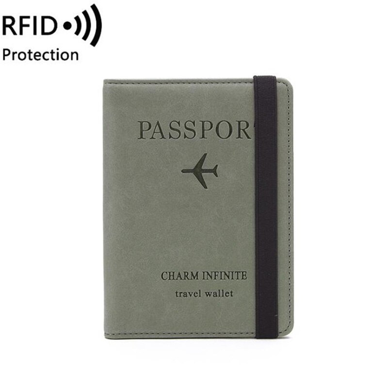 Rfid multifunktion elastisk bånd rejse pas cover pung unisex business kreditkort tegnebog organisator: Grøn