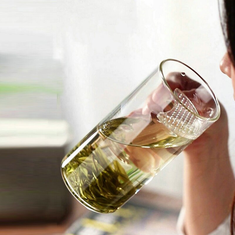 filter tea mug with handle glass single layer thick transparent glass with filter office tea cup