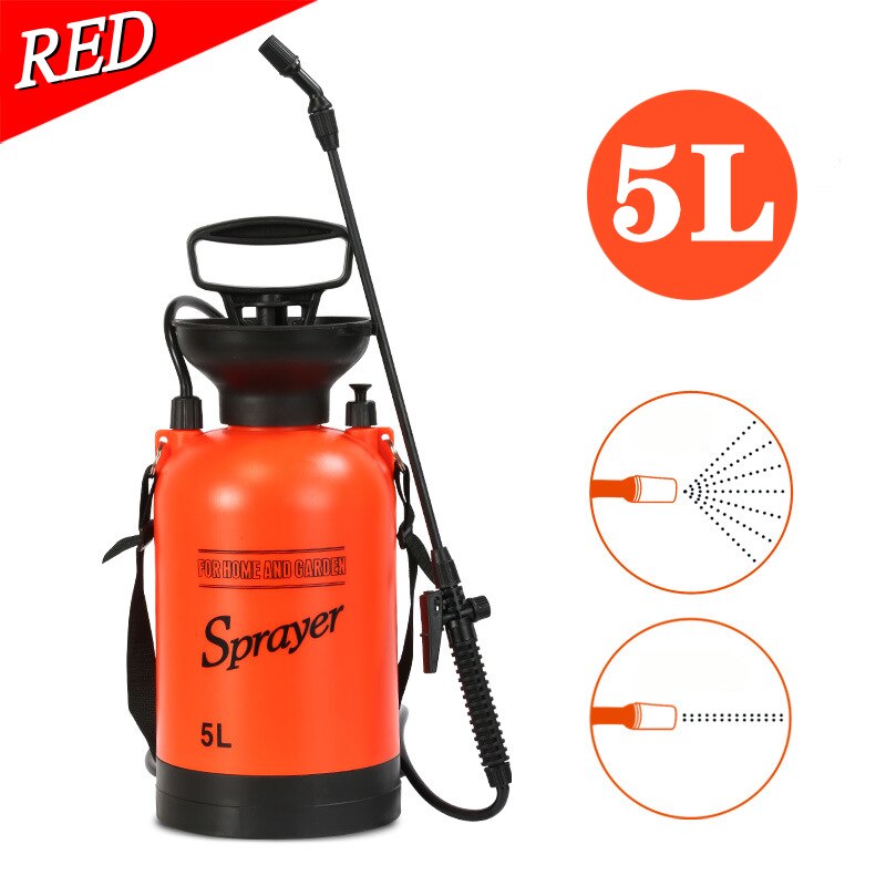 Knapsack Garden Sprayer 5L Hand Pressure Sprayers Spray Bottle for Yard Lawn Gardening Adjustable Air Pump Water Sprayers Bottle: 5L Red