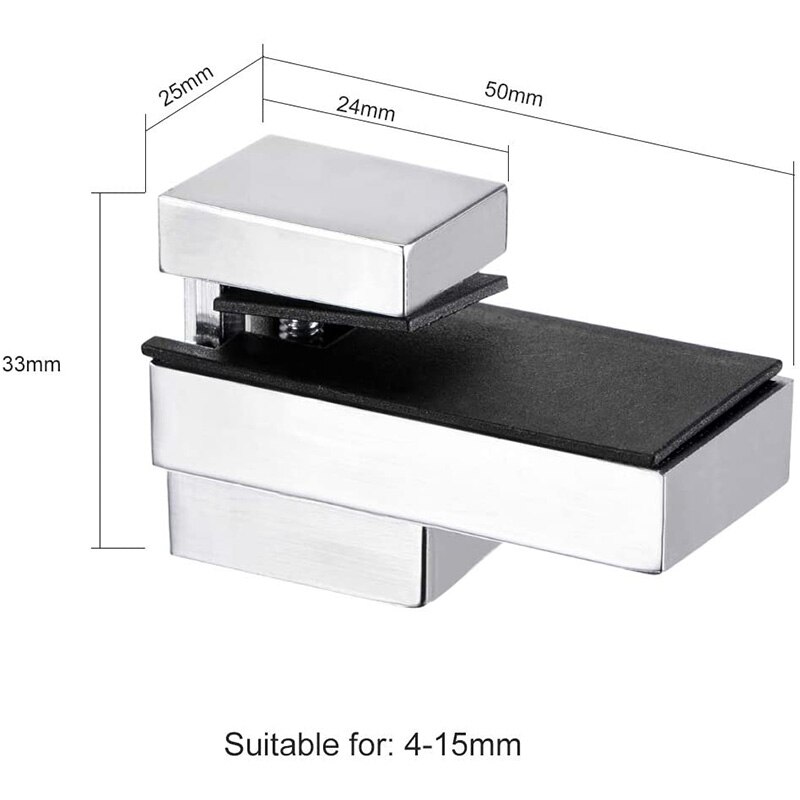 Gl Shelf Bracket, Gl Clamp Solid Zinc Alloy Adjustable Wall Mount for 4-15mm Wood or Gl Shelves, 4Pcs