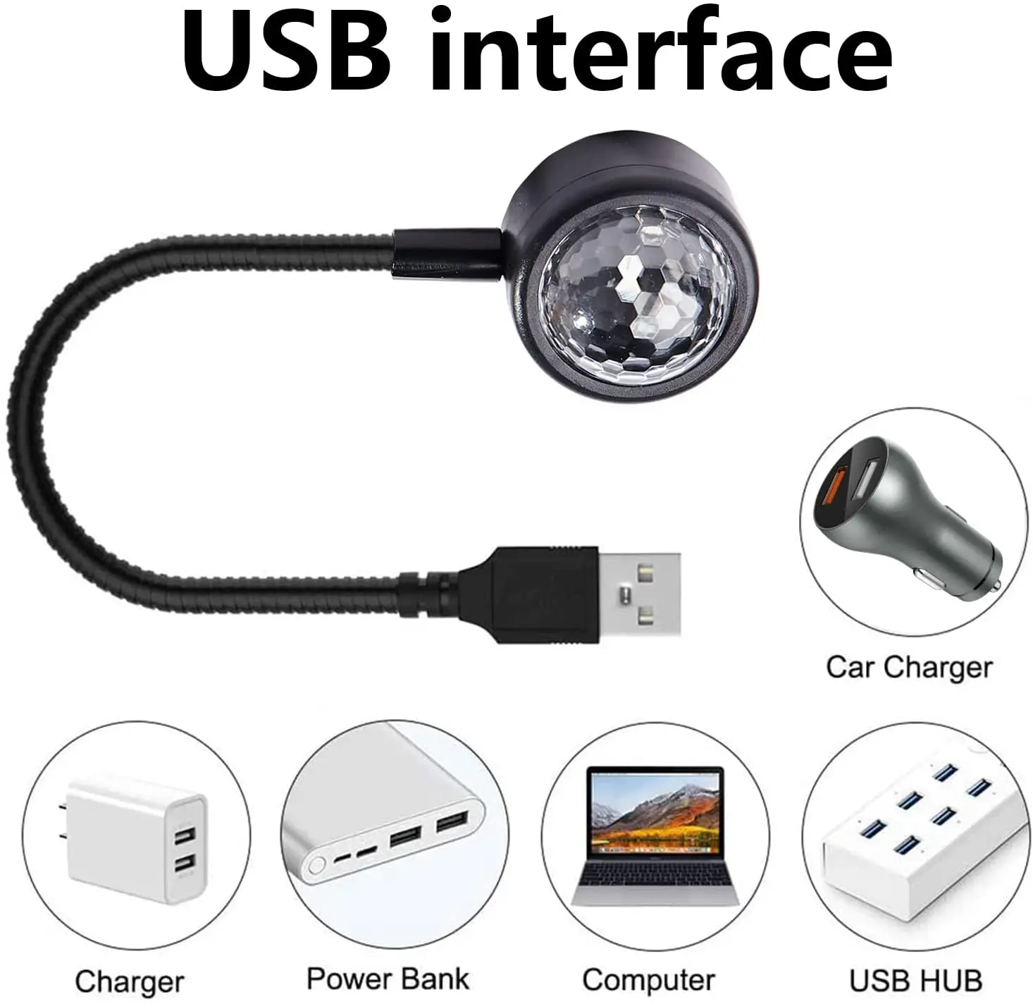 Dj-belysning ljudfest auto usb mini discokula lampor rgb flerfärgad bilatmosfär rumsdekorationer lampa magiskt stroboskopljus
