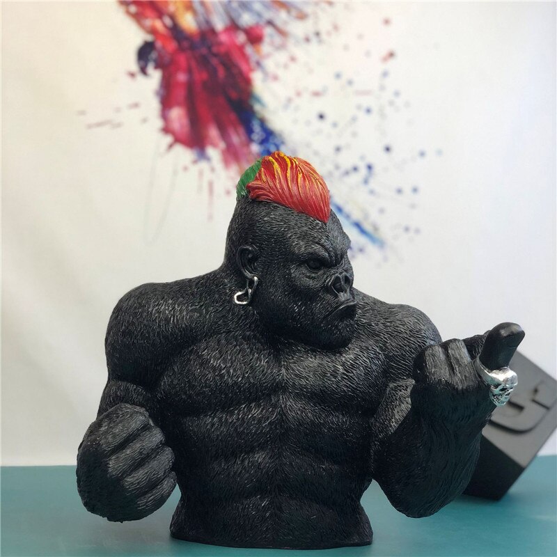 Statue de gorille King Kong en résine, Sculpture de personnalité, décoration créative pour la maison, ornements de salon,: Type A-2