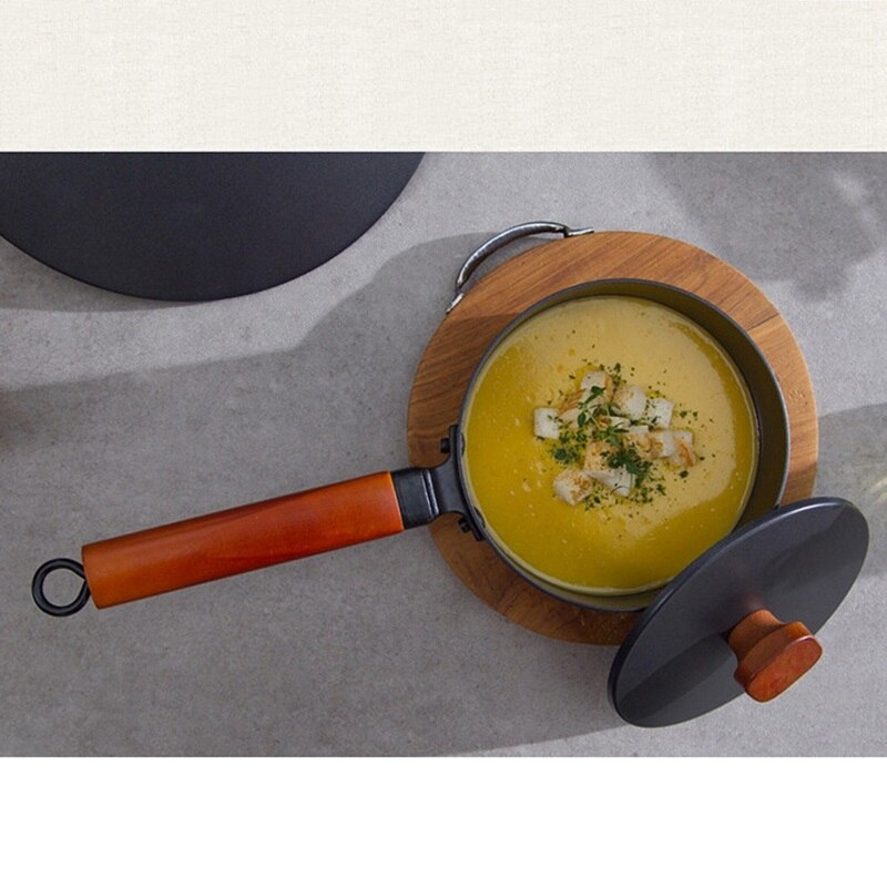 Olla de sopa de hierro fundido de 16cm y 2 l, olla antiadherente para calentar leche, sartén antiadherente para cocina, sartén pequeña para cocina de inducción de Gas