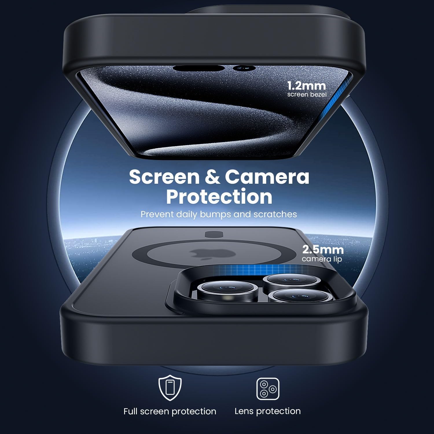 Funda negra mate para iPhone 16 Pro Max 15 Plus 14 13 Mini 12 11 SE 2022 8 Magsafe Mag cubierta magnética segura accesorios para teléfono