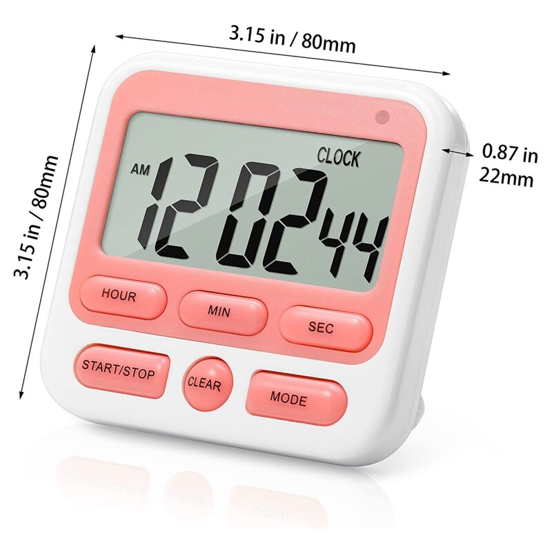 6 Stuks Digitale Timer Keuken Magnetische Timer Stopwatch Timer Met Grote Lcd Display Countdown Timer Voor Kids,Oven, etc