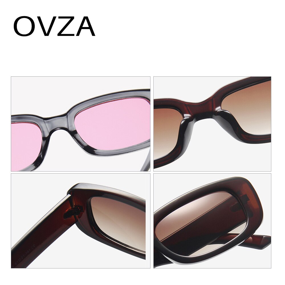 Ovza smalle zonnebril voor dames heren rechthoekige bril  uv400 doorschijnend snoepkleur  s6001