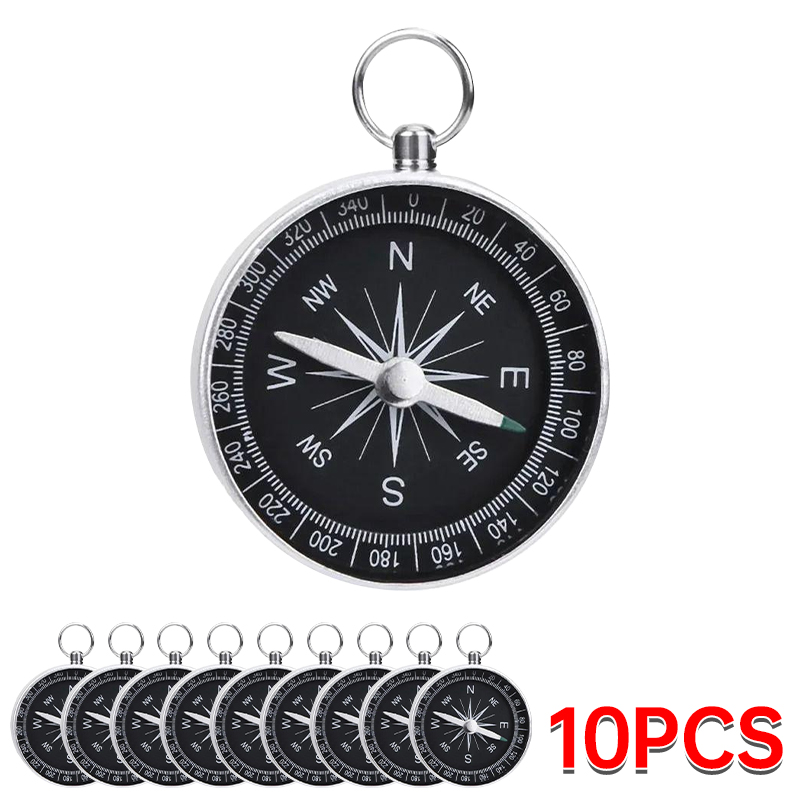Round Compass Portable Aluminum Lightweight Emergency Compass Mini Children's Compass Wilderness Adventure Travel: Brown