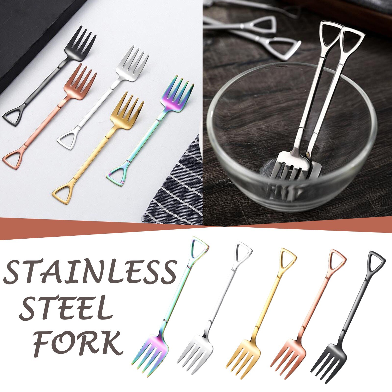 30# Forks Premium Stainless Steel Shovel Fork Easy To Clean Fine Elegance Dessert Fork Kitchen Supplies