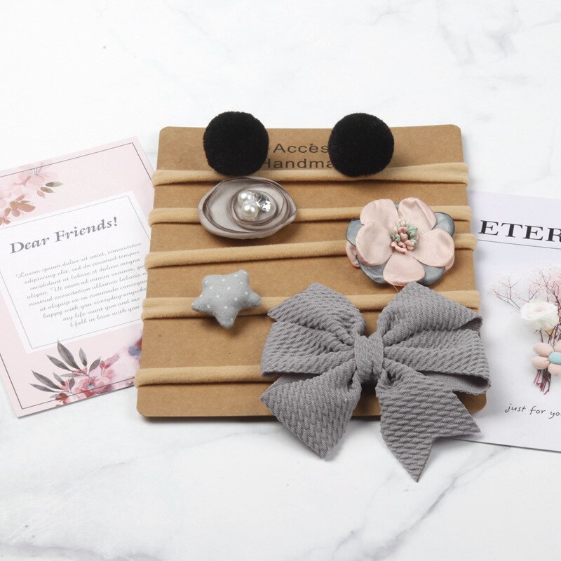 5 pçs/set bebê meninas headbands bonito flor arcos elástico náilon faixa de cabelo acessórios para o cabelo doce princesa bebê bandana