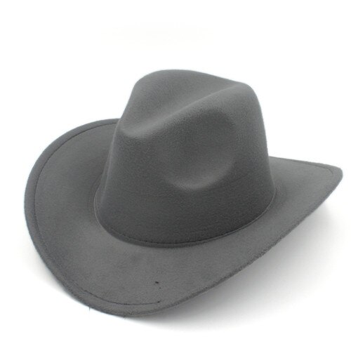 100%  uld vinter efterår børn følte western cowboy hat til pige dreng cowgirl cap jazz hat sol hat toca sombrero cap 12: Grå