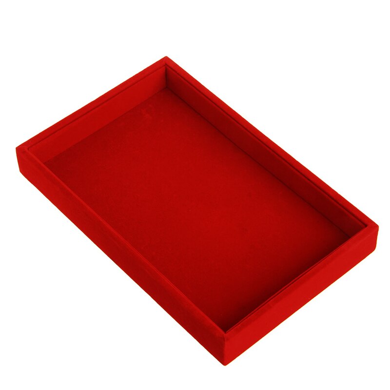 Bandejas de joyería apilables de 5 colores, insertos de terciopelo, bandeja de exhibición de joyería, estuche de soporte, organizador de almacenamiento de decoración de Boutique: Rojo