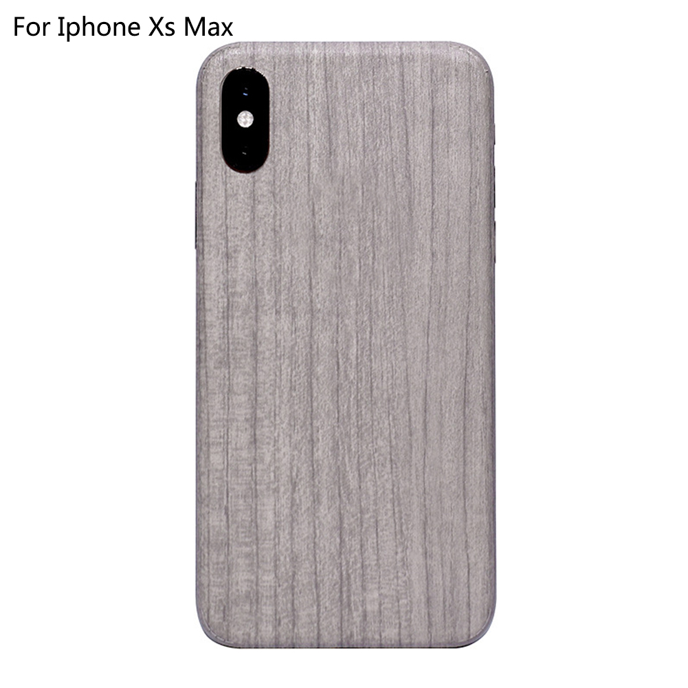 Película Anti arañazos de PVC Vintage cubierta completa removible de grano de madera teléfono pegatina accesorios pieles de protección trasera para IPhone X Xr: Grey For Iphone XS Max