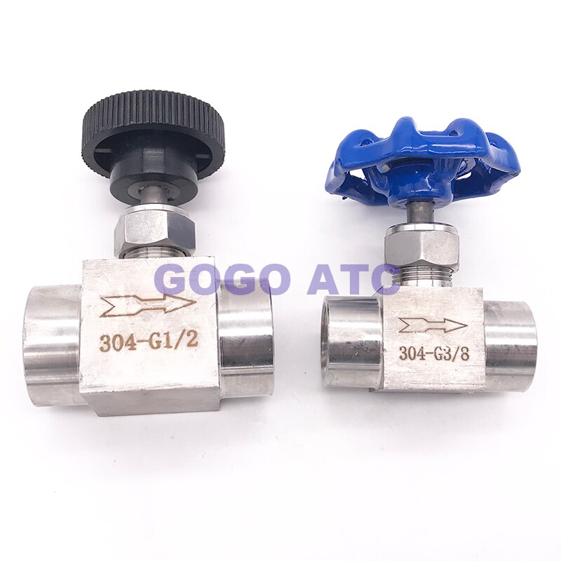 Válvula de aguja rosca hembra 1/8 "1/4" 3/8 "1/2" pulgada G Rosca Control de flujo de acero inoxidable cierre grúa válvula de aguja ajustable