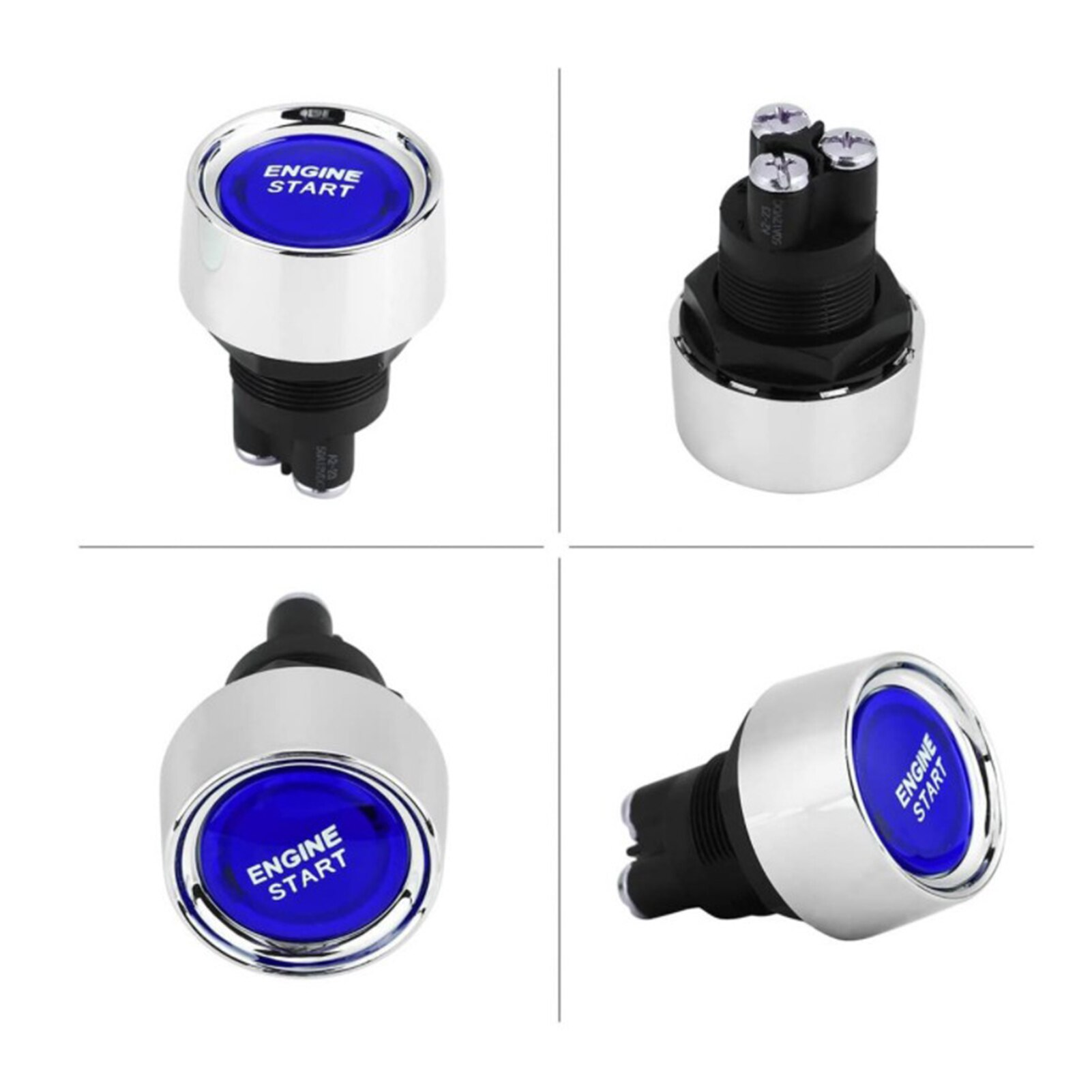 Car Engine Start Stop Switch Button 12V24V Auto Reset LED Light Button Switch ABS+metal Car Engine Start Stop Switch Button