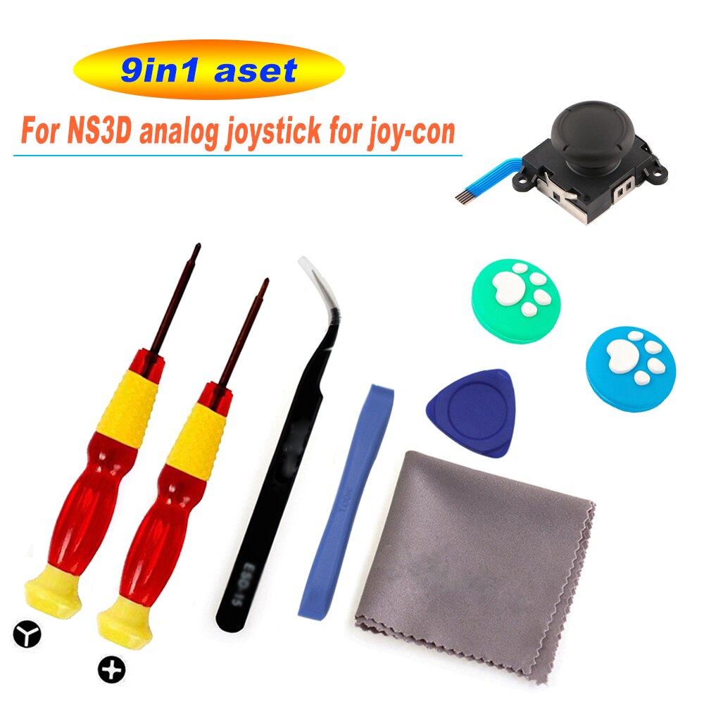 3D Analog Joycon Joystick Thumb Sticks Sensor Replacements Accessories For Nintend Switch Joy Con Controller Housing w/ Tool Kit: 9in1B