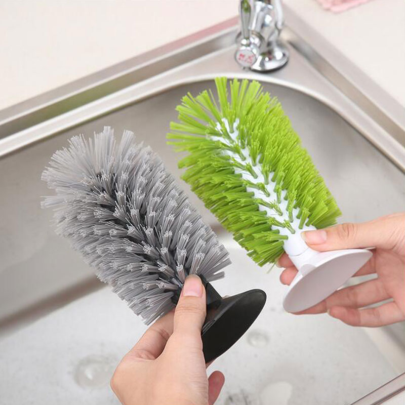 Sink Suction Cup Base Cleaning Brush Bottle Glass Wine Cup Brush Kitchen Cleaning Antibacteri kitchen utensil