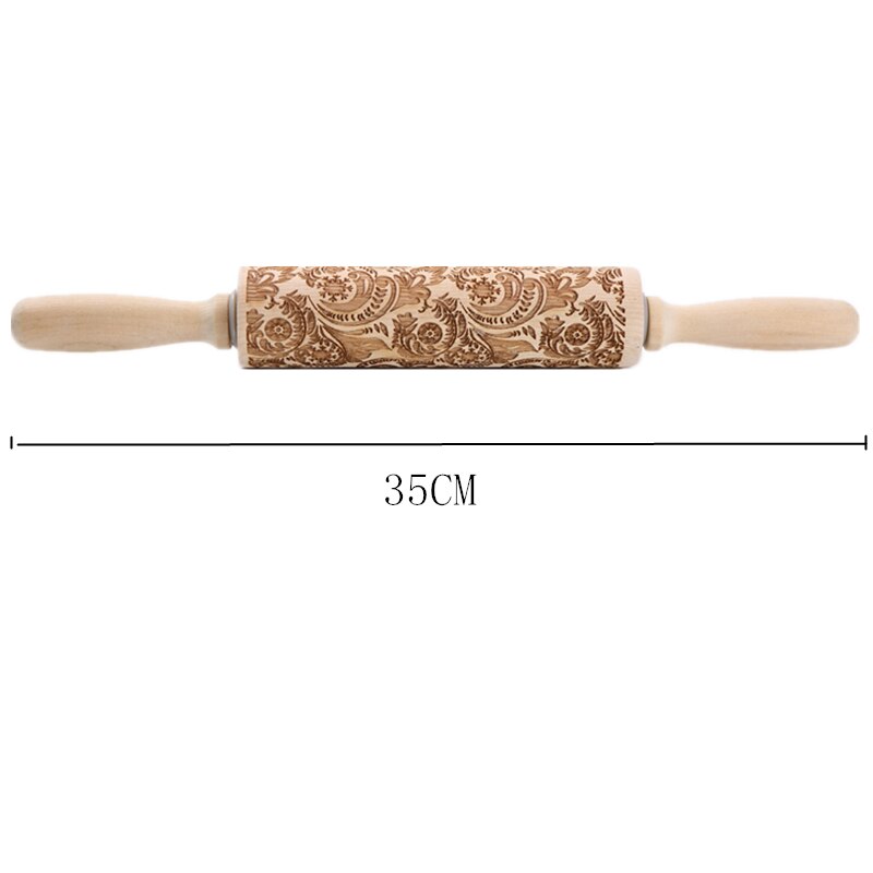Kid Manual Rolling Pins Engraved with Designe Patterns Wooden Roller For Baking Embossed Cookies kitchen tools Christmas: N