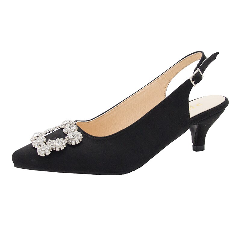 Luksus kvinder bryllup sko høje hæle rhinestone pu kvinde pumps spidse tå fest sko tynde hæle forår efterår: Sort / 38