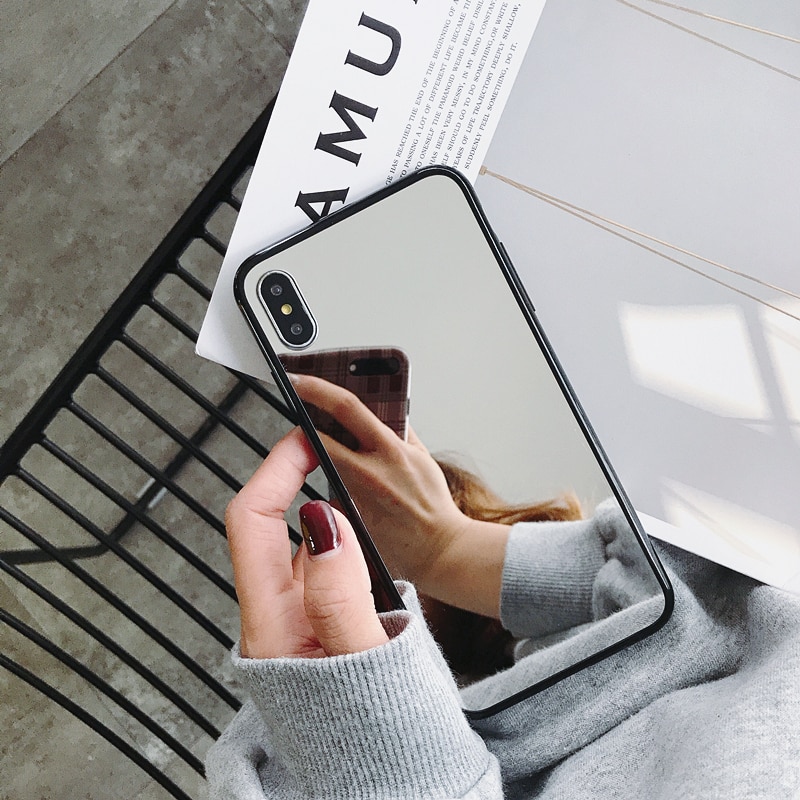 machen-hoch Spiegel praktisch hülle für iPhone 11 12 13 14 15 Profi Max 13Mini Stoßstangen schutz abdeckung für iPhone XS Max XR 7 8Plus Rücken tasche