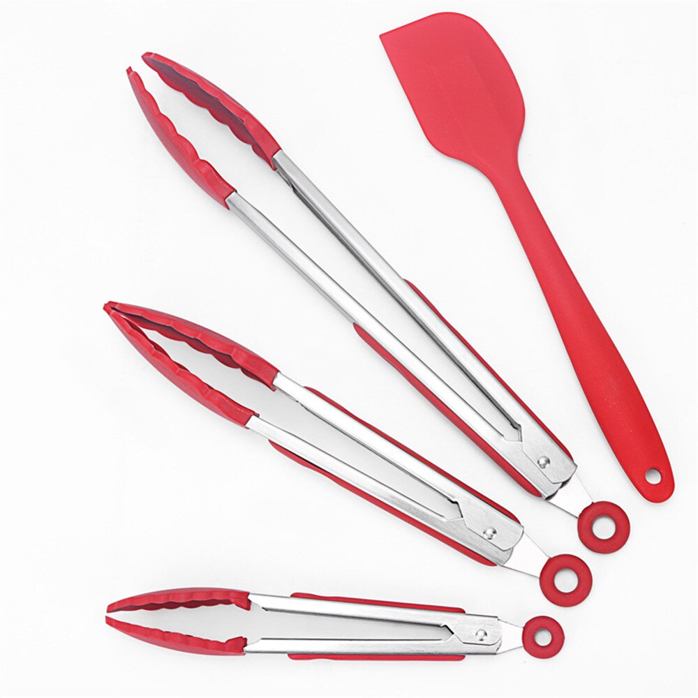 Stainless steel Silicone Kitchen Tongs Clip Salad Bread Cooking Food Serving Tongs Restaurant Food Folder Kitchen Tools