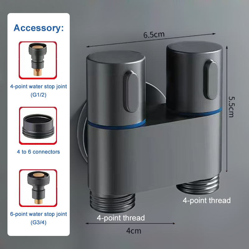 G1/2 Rubinetto per lavatrice Ottone Doppia uscita Acqua Arresto automatico dell'acqua Valvola ad angolo di apertura rapida G3/4 Accessori per il bagno: Viola