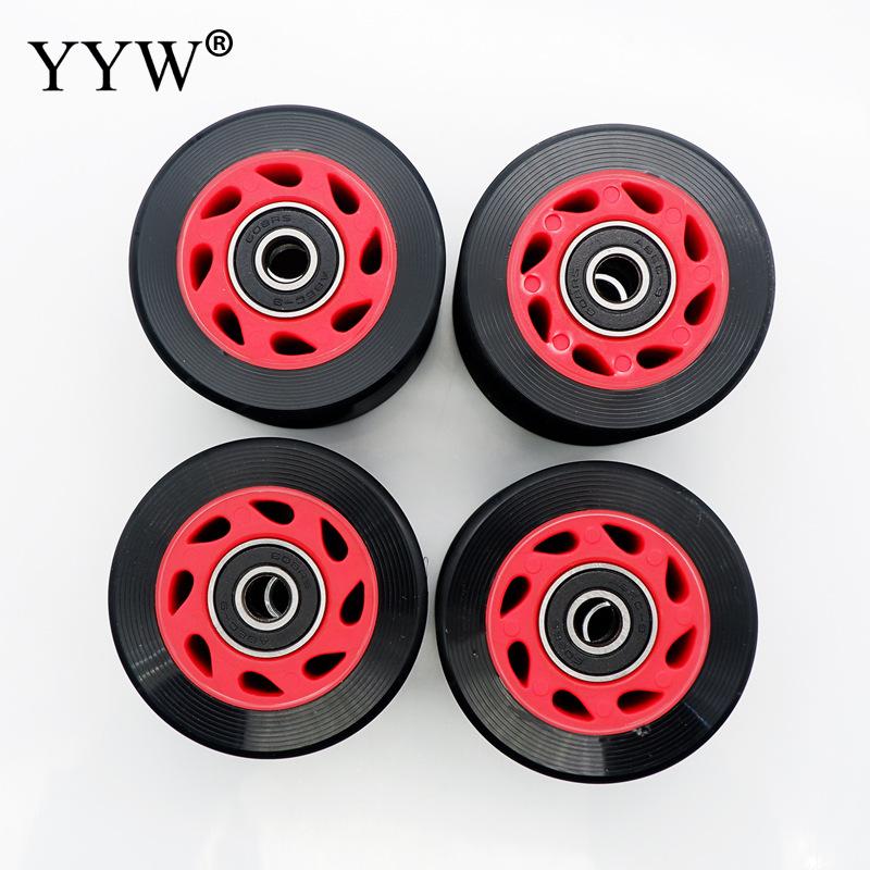 4Pcs Wielen Pu 82a 58X32 Mm Quad Rolschaatsen 2 Rij Lijn Weg Sliding Schaatsen Schoenen Sneakers met Kogellager Witte Accessoires