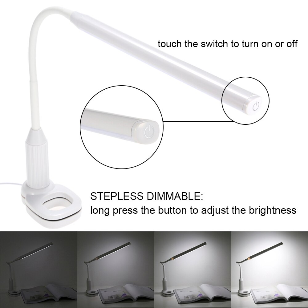 Draagbare USB LED Bureaulamp 5 V 24 Led Touch Sensor Traploos Dimbare Clip Tafel Licht Oog Beschermen Slaapkamer Studie boek Lezen Licht