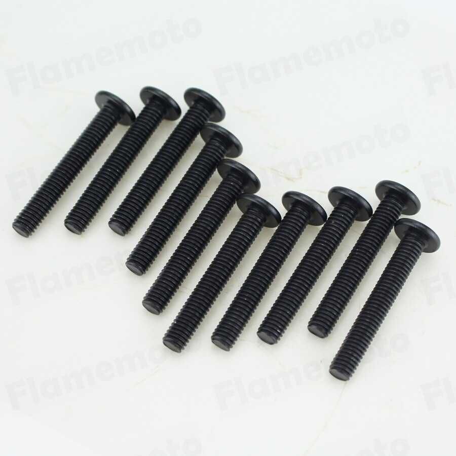 10 stk motorcykel stål bolte skrue sort fladt hoved  m6 x 40mm