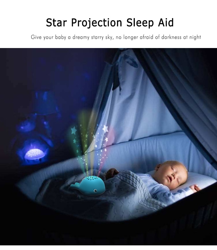 LED Baby Sleep Projector Machine Lamp Light Night Light With Music Player Projection Lamp For Baby Sleep Bedding Tool