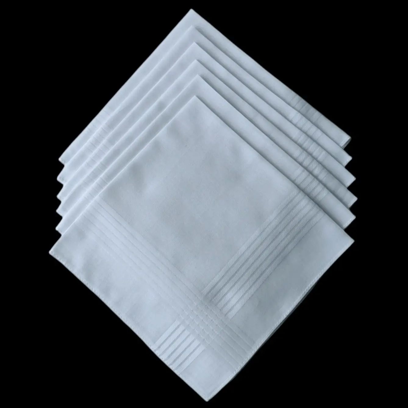 Pañuelo fino de algodón de 40 cm blanco puro. Servilleta para traje de negocios, pañuelo para restaurante, 6 uds.
