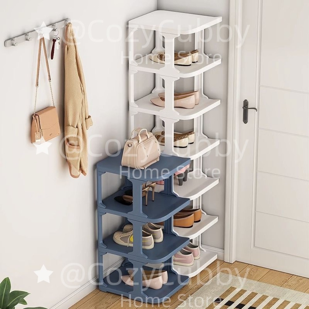 Estante de almacenamiento de zapatos, puerta de esquina de pared de 9 niveles, armario organizador de zapatos DIY estrecho apilable que ahorra espacio para dormitorio doméstico