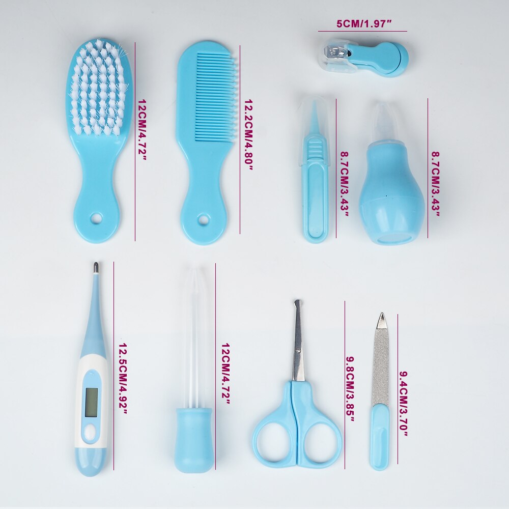 Ensemble thermomètre multifonction pour -né, Kit de brosse à toilettage, avec thermomètre et tondeuse, articles de toilette pour bébé, 9 pièces/ensemble