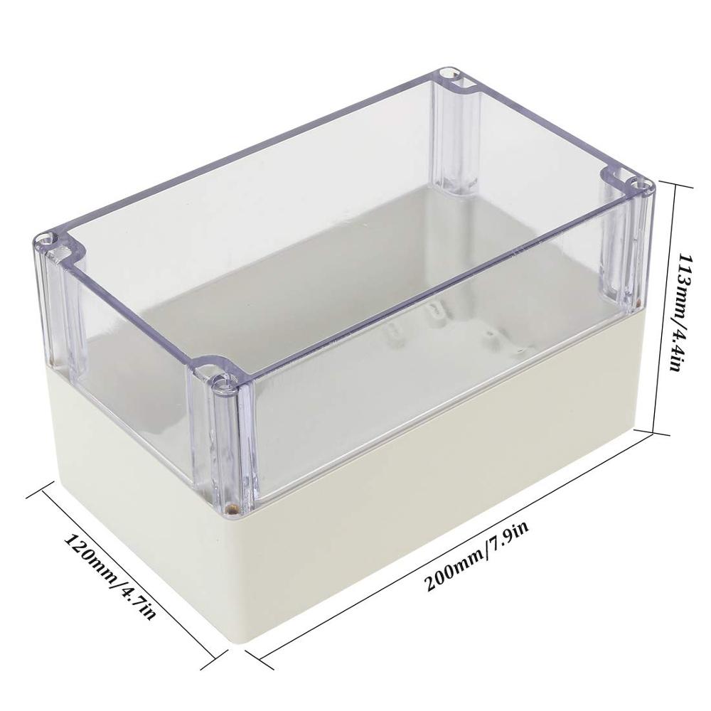 ABS Plastic Junction Box Dustproof Waterproof IP65 Electrical Enclosure Universal Project Enclosure PC Transparent clear cover: 200x120x113