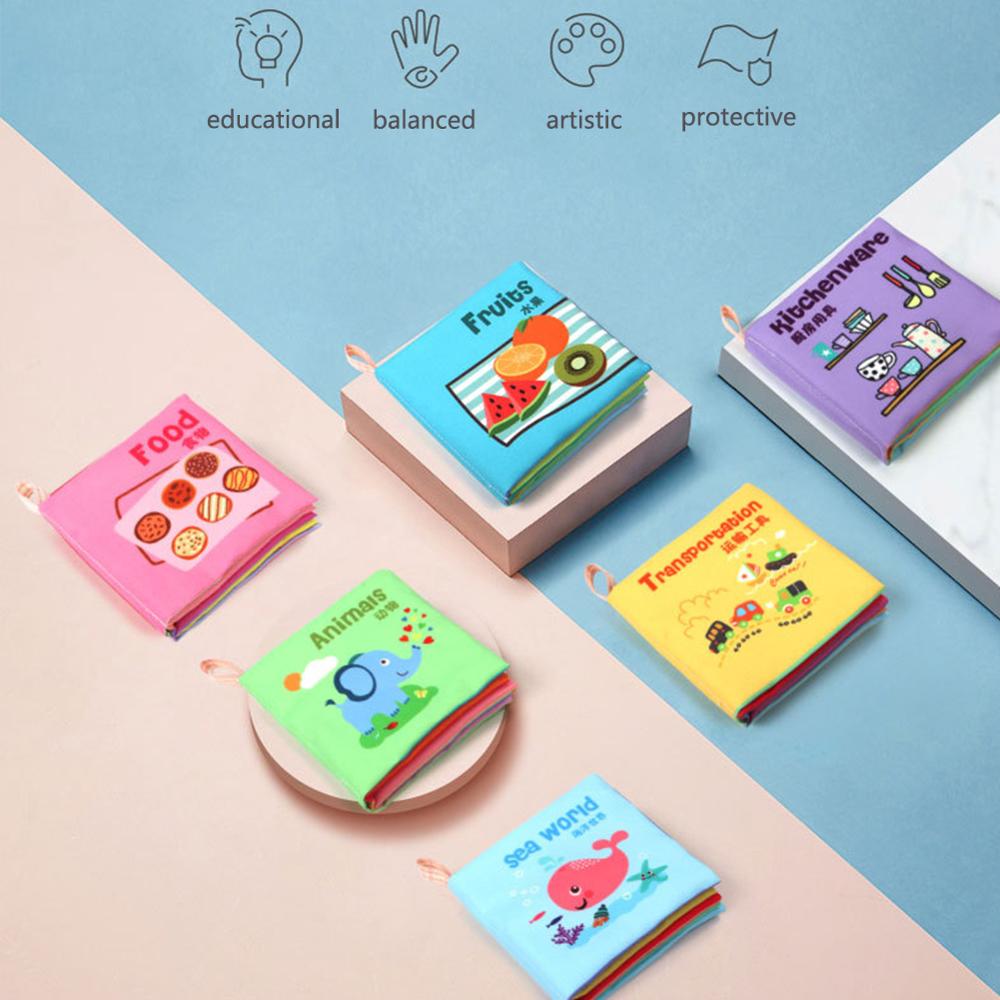 Infant Book Baby Fruit Animal Tails Rustle Book Early Development Cloth Book Inspire Brains Early Education Activity Books Toys