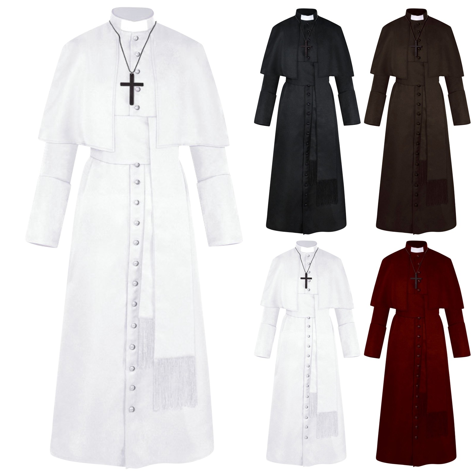 Medieval Priest Cosplay Costumes Long sleeve Monk Robe Witch Christ Cosplay Carnival Halloween Costumes for Women Adult