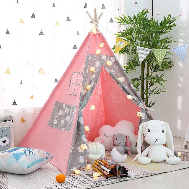 1.3M Kids Tent Play House Portable Wigwam for Children Indoor Baby Indian Teepee Outdoor Camping Tents Girl Princess Castle: GR0066-4