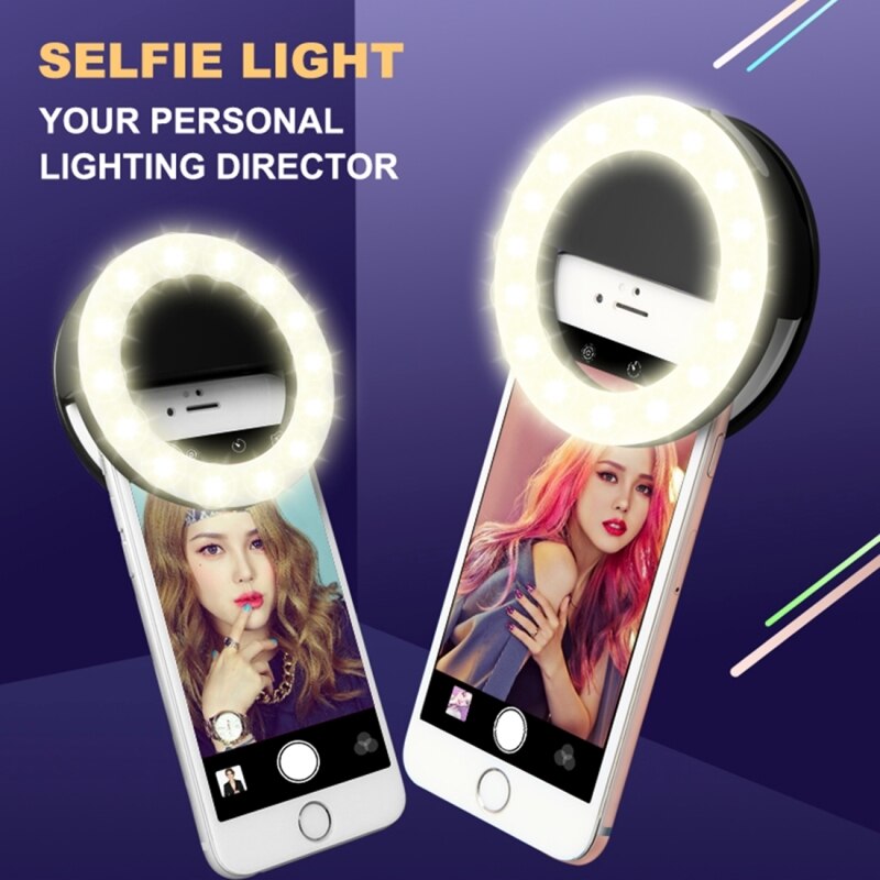 PULUZ LED Selfie Licht Telefoon Anker Live-uitzending Leuke Artefact Ronde 3 Niveaus van Helderheid Schoonheid 33 LEDs Licht Vullen