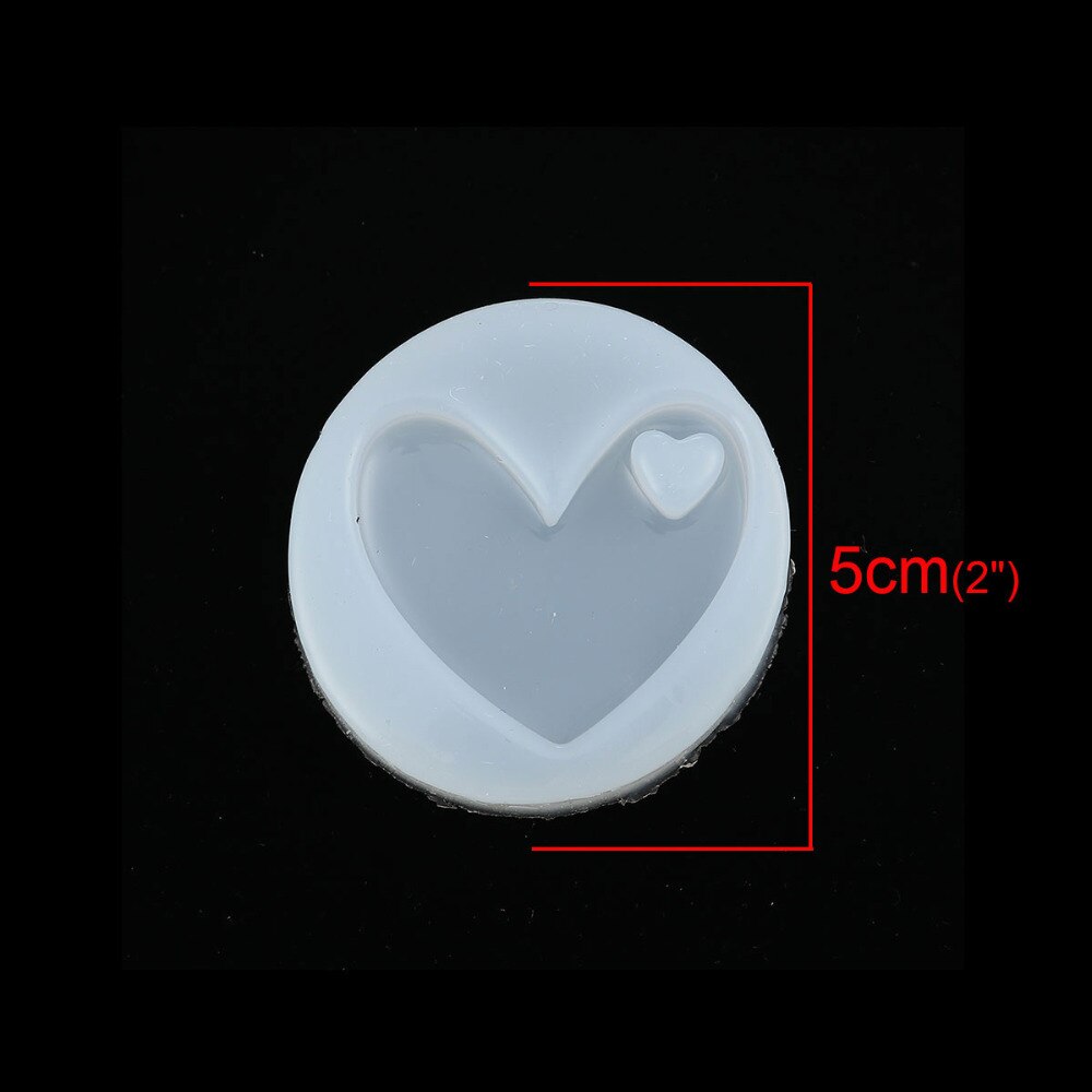 Silikone harpiks form til smykker, der fremstiller rundt hvidt hjerte 50mm(2 ") dia ., 2 stk