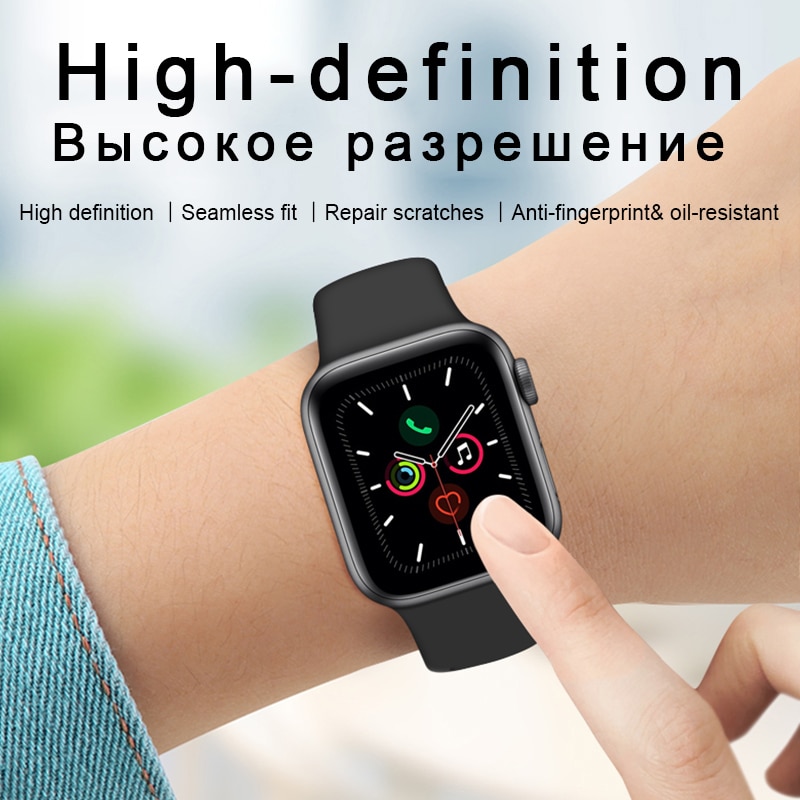 Protector de pantalla completo de hidrogel para Apple Watch Series SE 6 5 4 2, película protectora para 38mm, 42mm, 40mm, 44mm, sin vidrio templado