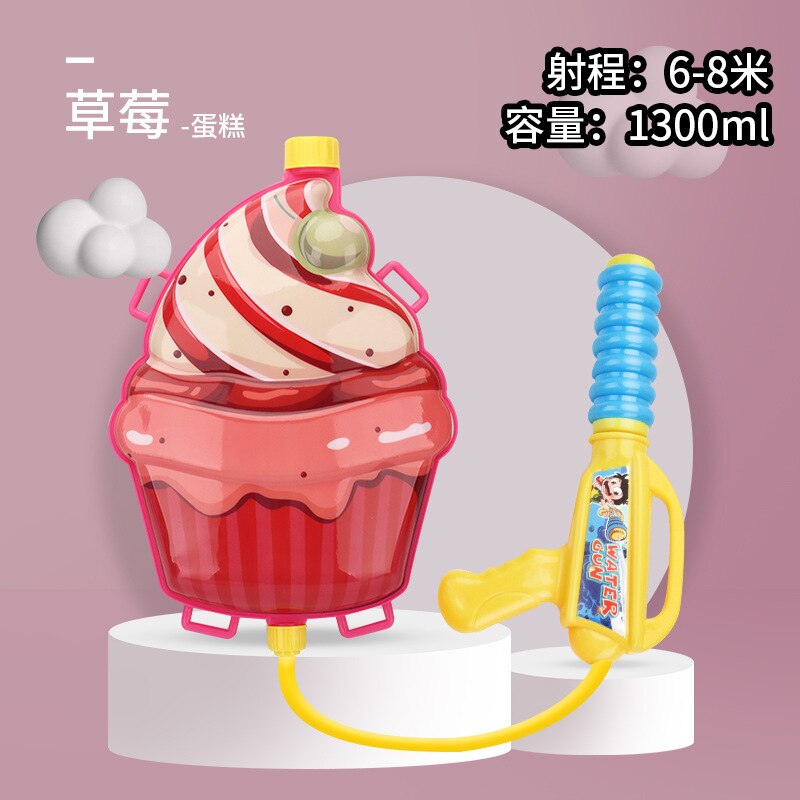 Child Backpack Water Gun Toy Pull-out Play On The Beach Songkran Summer Squirt Gun: Clear