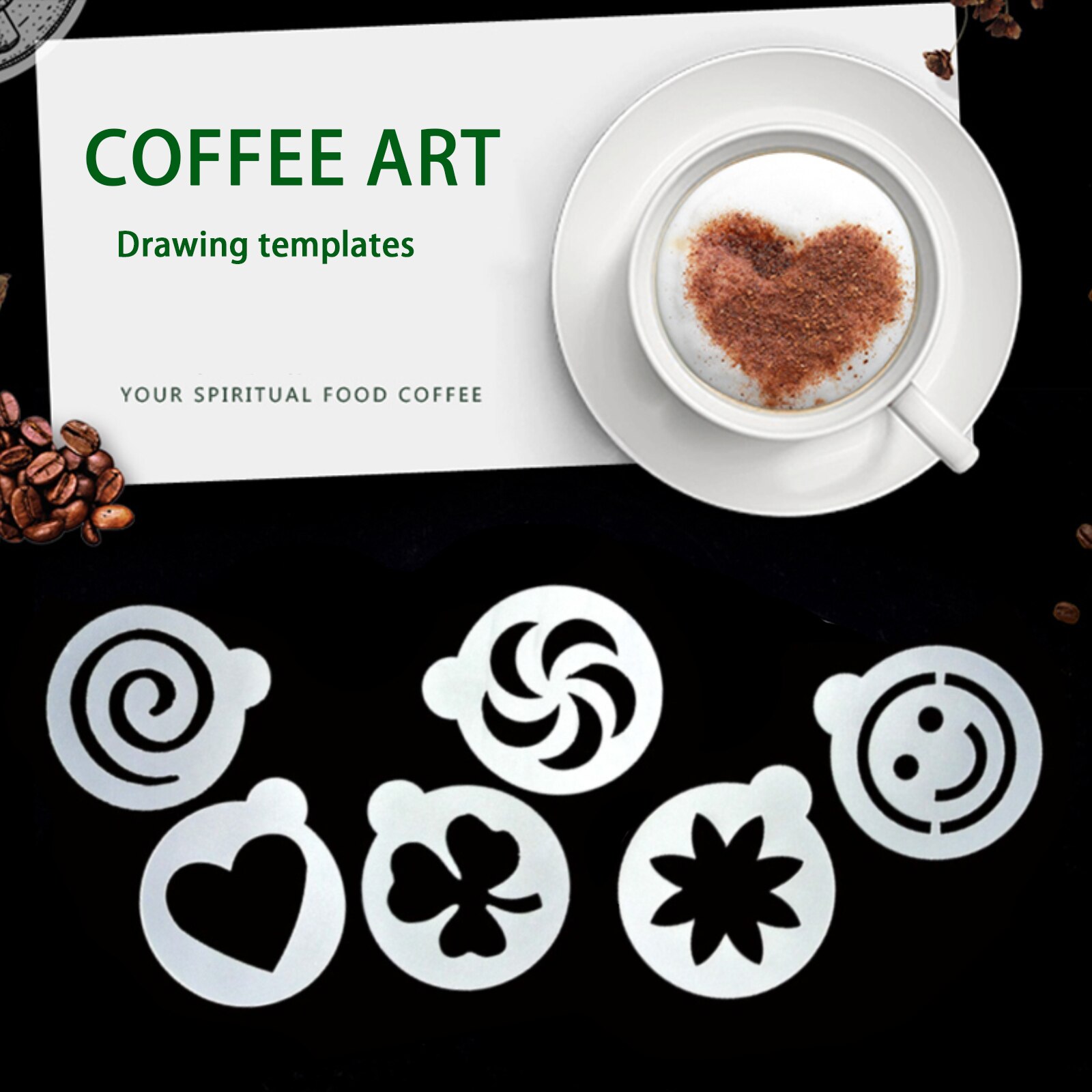 6pcs coffee stencils for decor Plastic Fancy Coffe... – Grandado