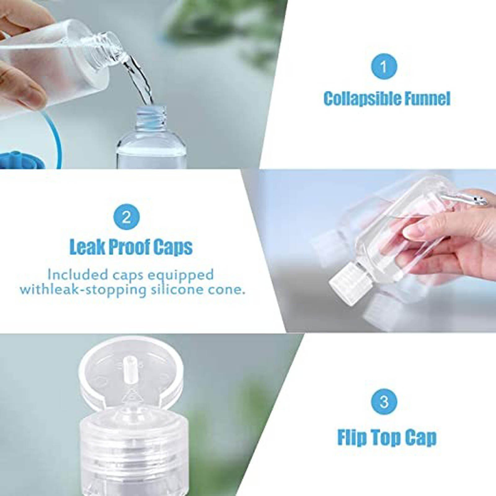 40# 10 stuks transparante lege sleutelhangerflessen, plastic mini navulbare container, lege cosmetische containers