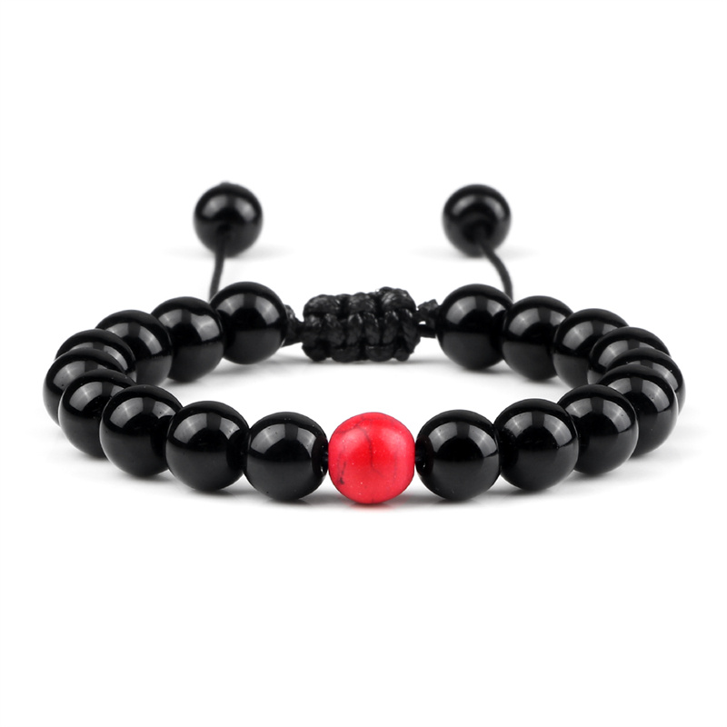 Pulsera de piedra de Lava negra Natural para hombre y mujer, brazalete trenzado ajustable con cuentas mate, Ojo de Tigre, howlita, 8mm: Style 10